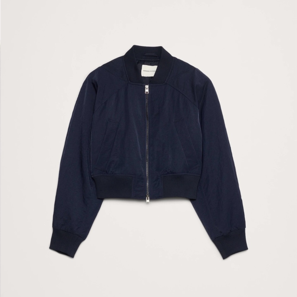 XS Banana Republic Blue Bomber WATER-RESISTANT CROPPED BOMBER JACKET